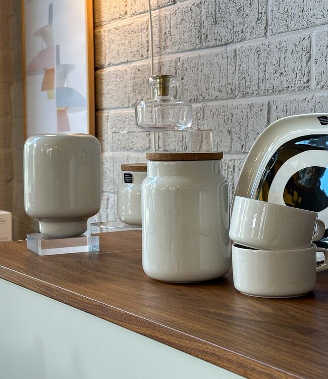 Marimekko Oiva Unikko Voorraadpot 1,2 l | Wit op wit