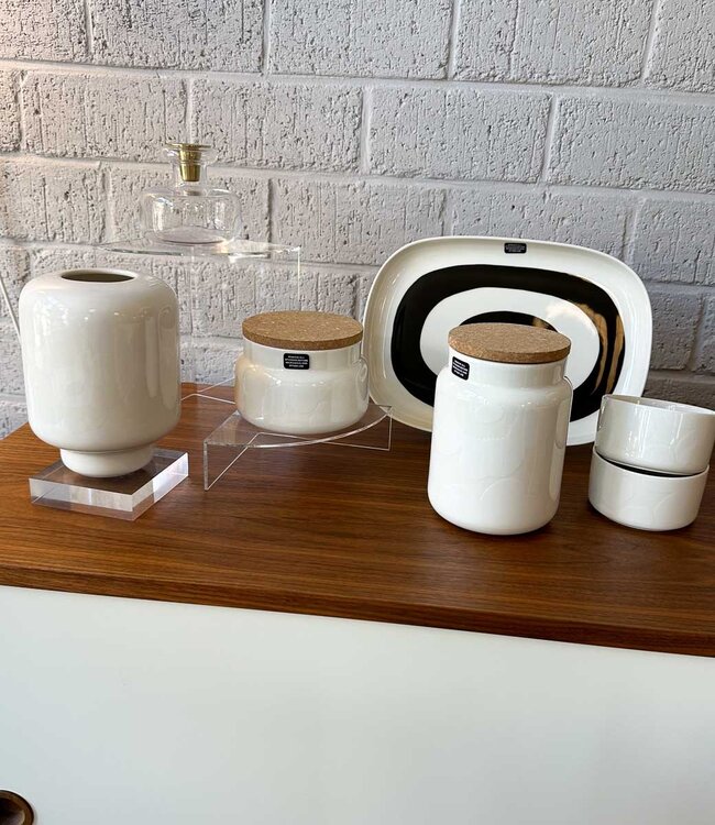 Marimekko Oiva Unikko Storgae Jar 0.7 L | white-on-white