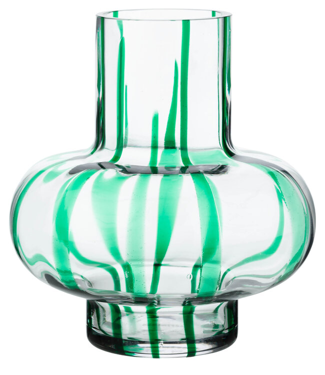Marimekko Glazen Umpu Vaas met groene lijnen