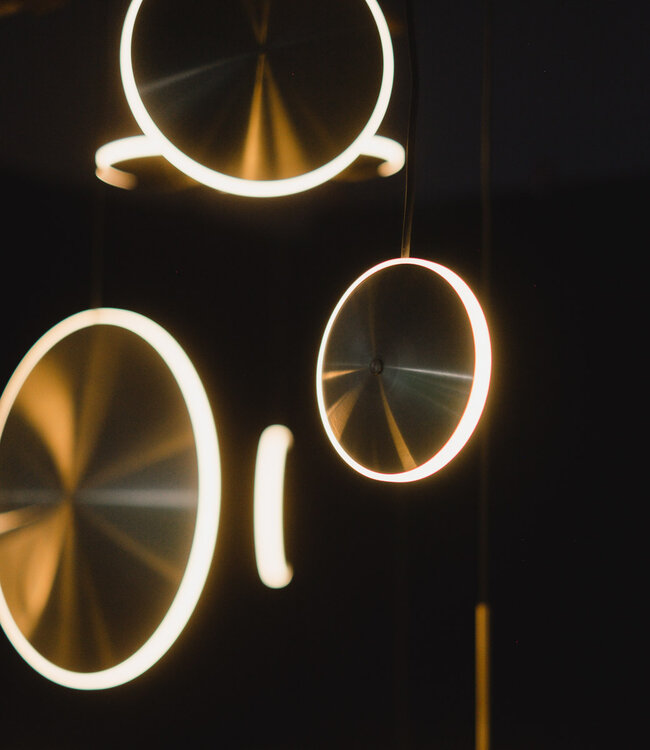 Chrona Brass DISH Pendant Show model