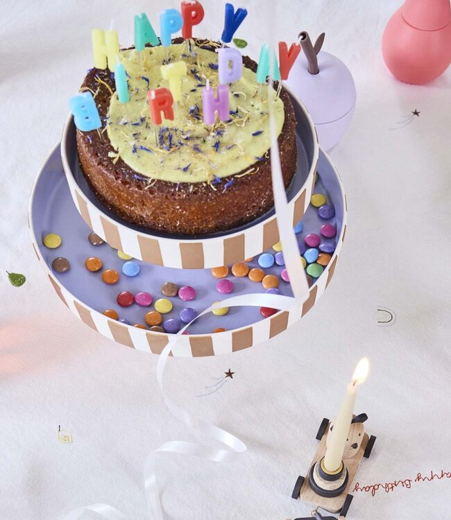 Oyoy Living Toppu Tray Small Caramel/white, inside Lavender blue