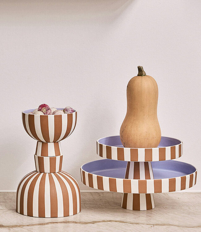 Oyoy Living Toppu Tray Small Caramel/white, inside Lavender blue