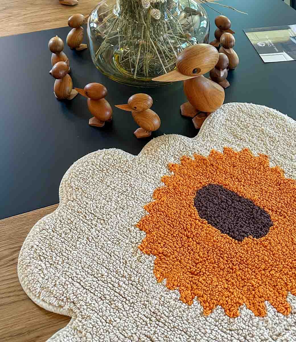 Unikko flower bath mat with orange detail by Marimekko - NORTH SEA
