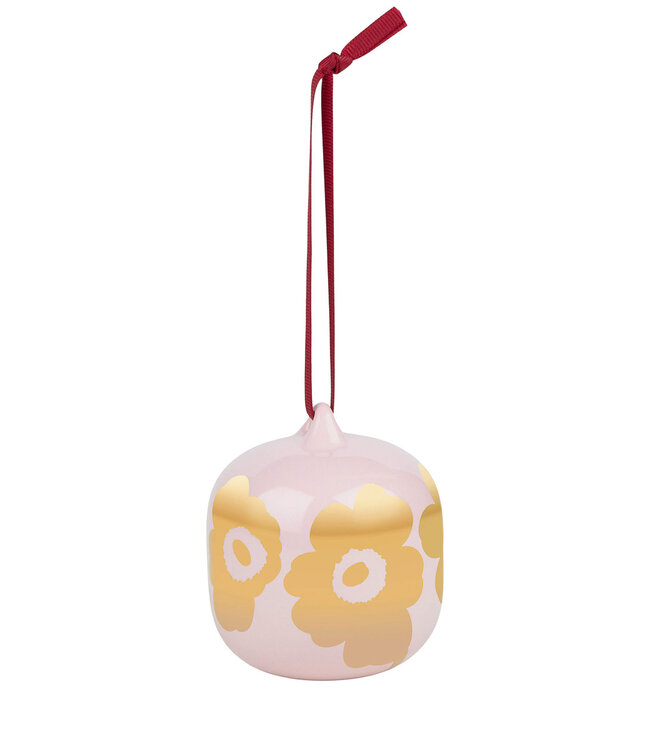 Marimekko Unikko christmas ornament in pink & gold