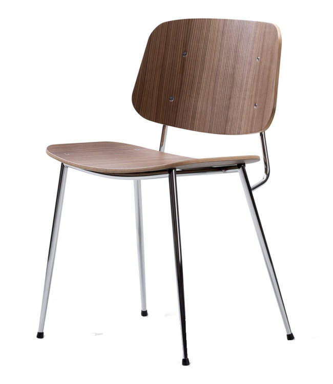 Fredericia Søborg Metal Chair 3060 wooden seat