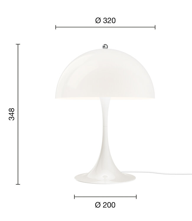 Louis Poulsen Panthella 320 V2 Tafellamp in wit of beige