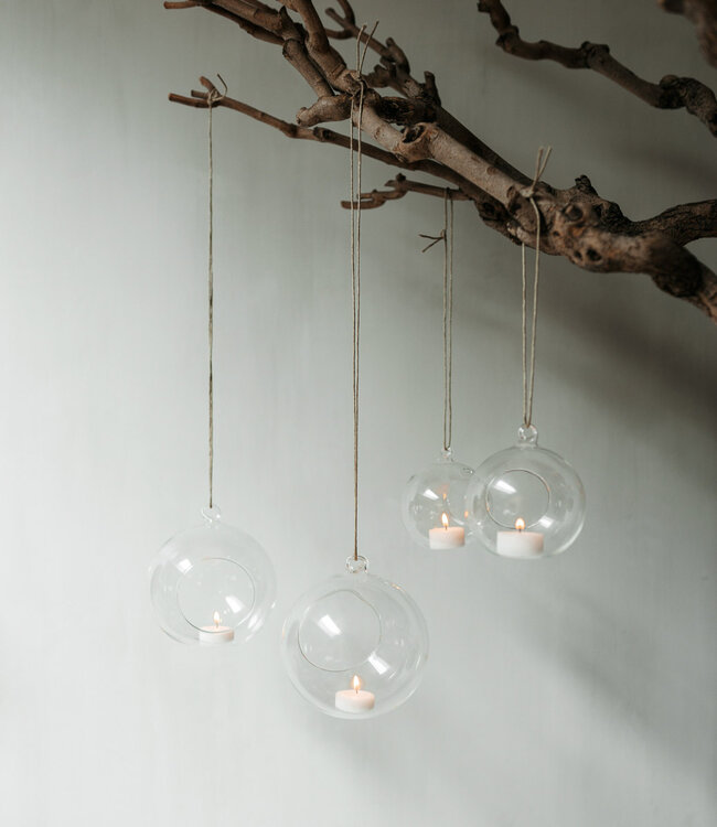 Leeff glazen kerstbal voor deco en waxinelicht 14cm