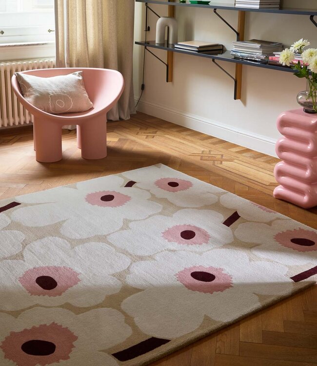 Marimekko Wollen Kleed Unikko Beige-Pink