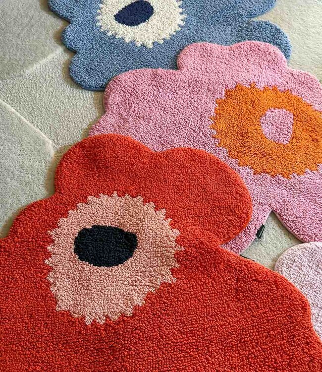 Marimekko Unikko Badmat Bloem Poeder roze & Oranje-Rood