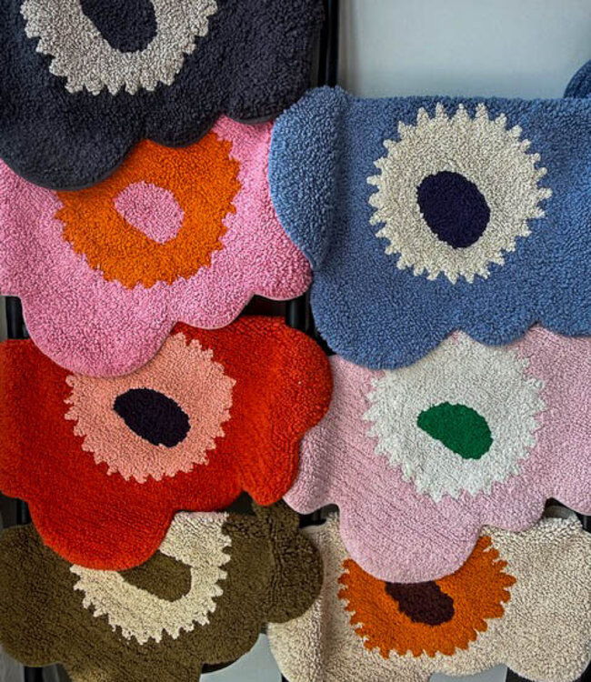 Marimekko Unikko Badmat Bloem Poeder roze & Oranje-Rood
