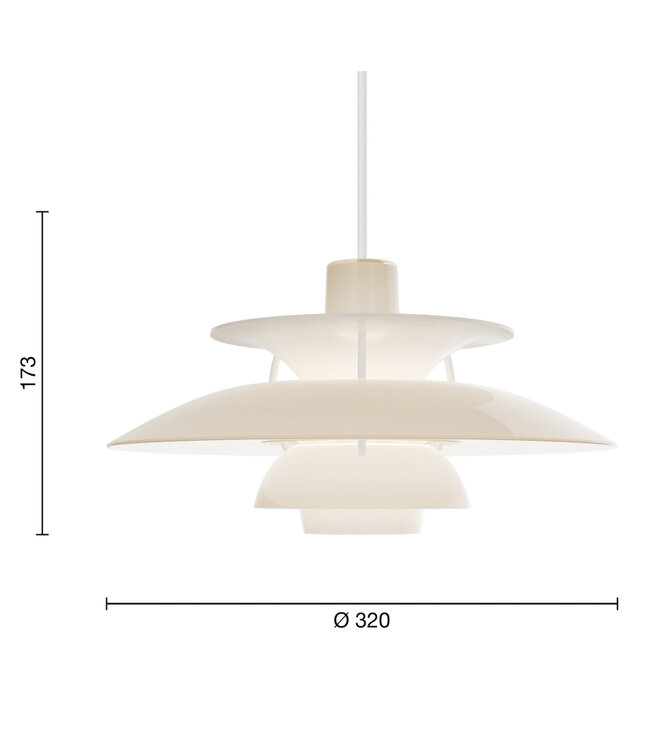 Louis Poulsen PH5 Opal Hanglamp Ø320 met diffuus licht