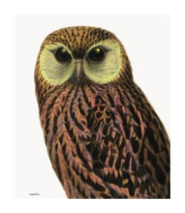 Retro Print GREEN EYED OWL