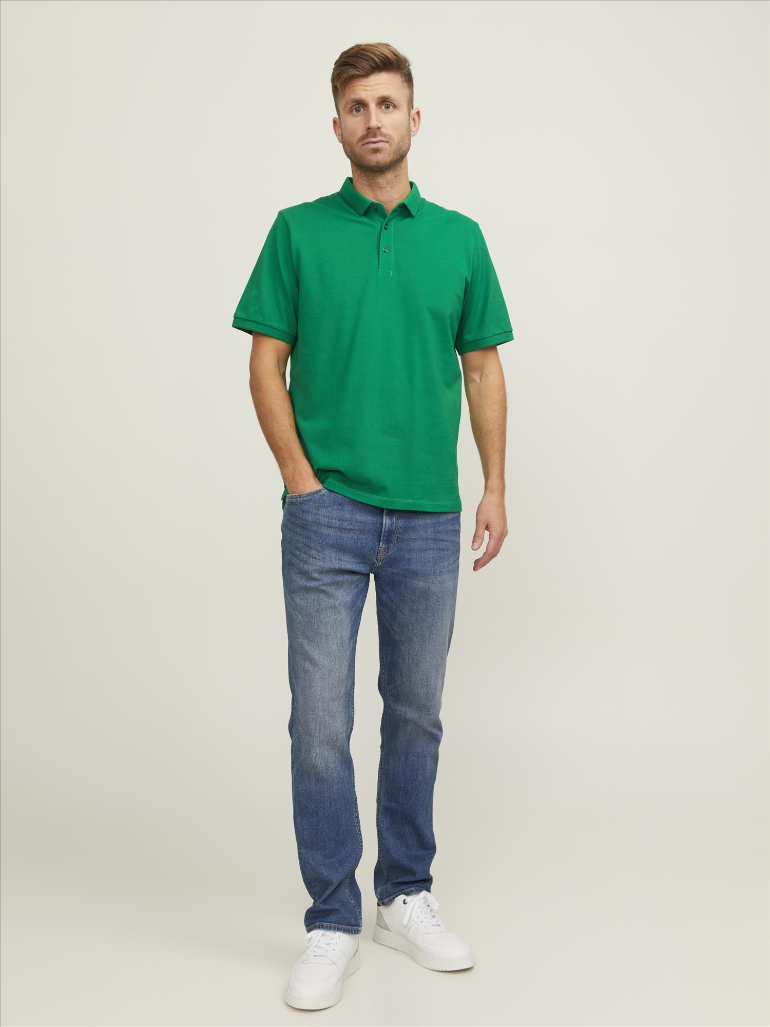 Jack & Jones Premium - Polohemd aus Piqué in Beige mit Einfassung