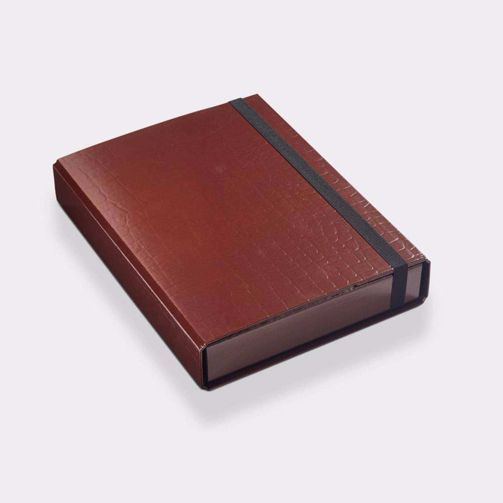 Opbergbox 'croco' print bruin