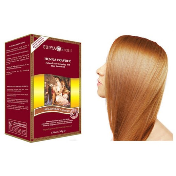 Surya Brasil Henna Powder Strawberry Blonde | natural hair colour - De Groene Drogist Surya Brasil Henna Powder Strawberry Blonde | natural hair colour - De Groene Drogist