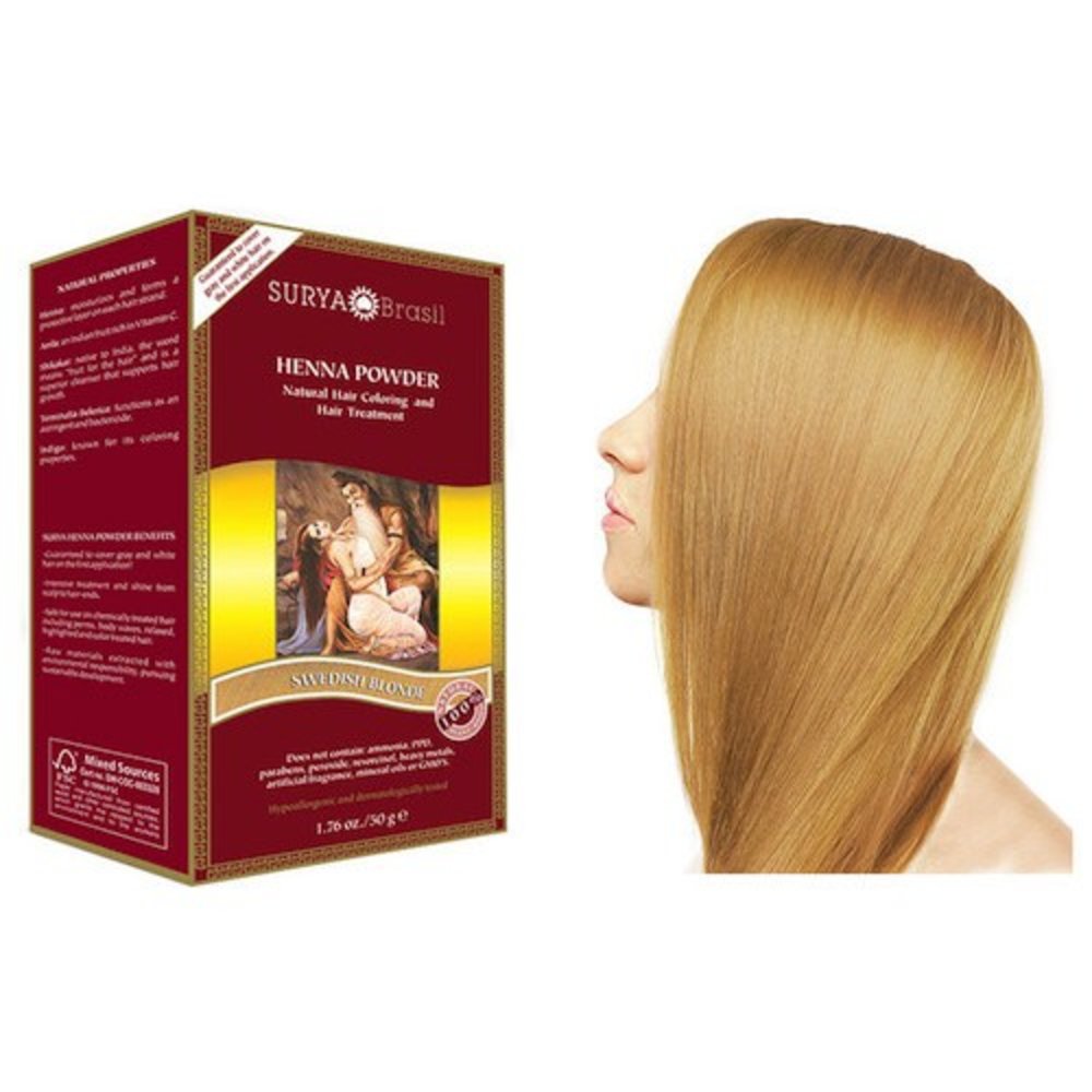 Surya Brasil Henna Powder Swedish Blonde | natural hair colour - De Groene Drogist Surya Brasil Henna Powder Swedish Blonde | natural hair colour - De Groene Drogist