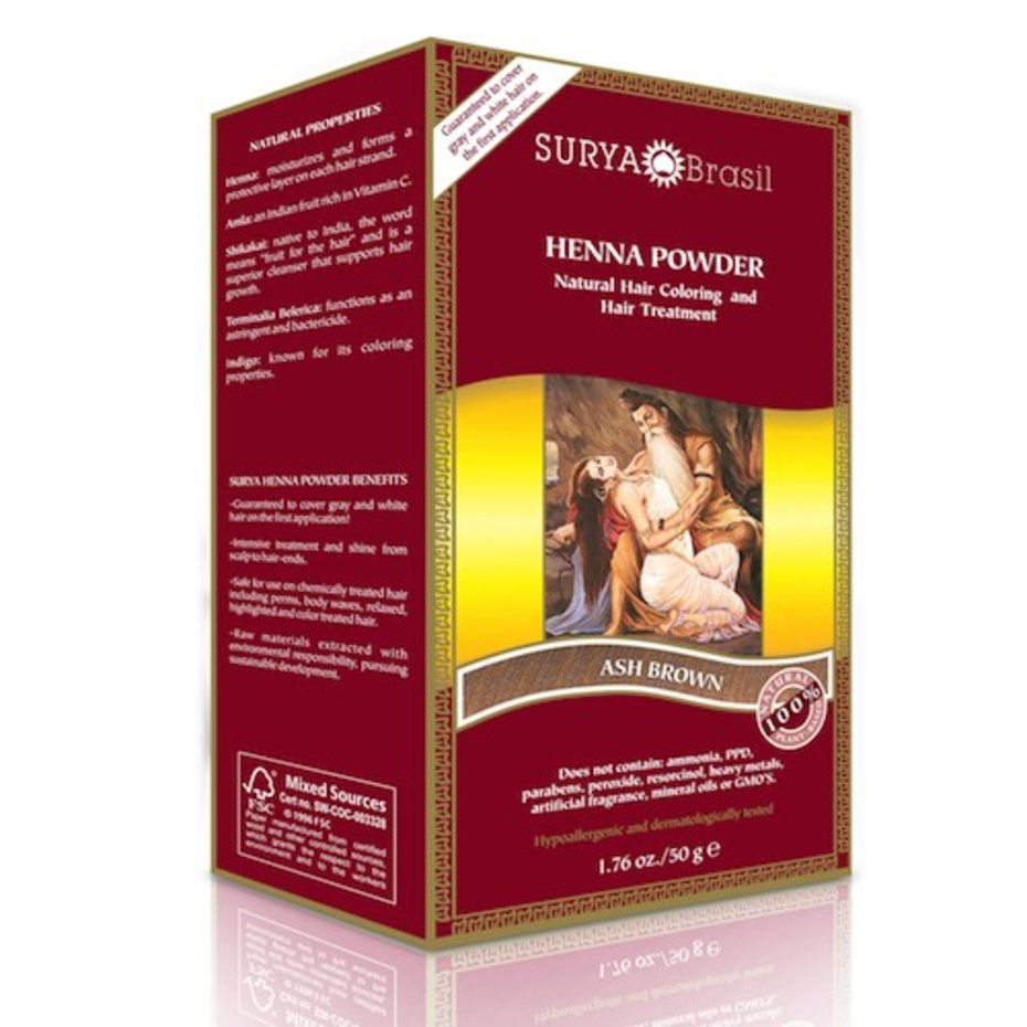 Surya Brasil Henna Powder Ash Brown natural hair colour De Groene