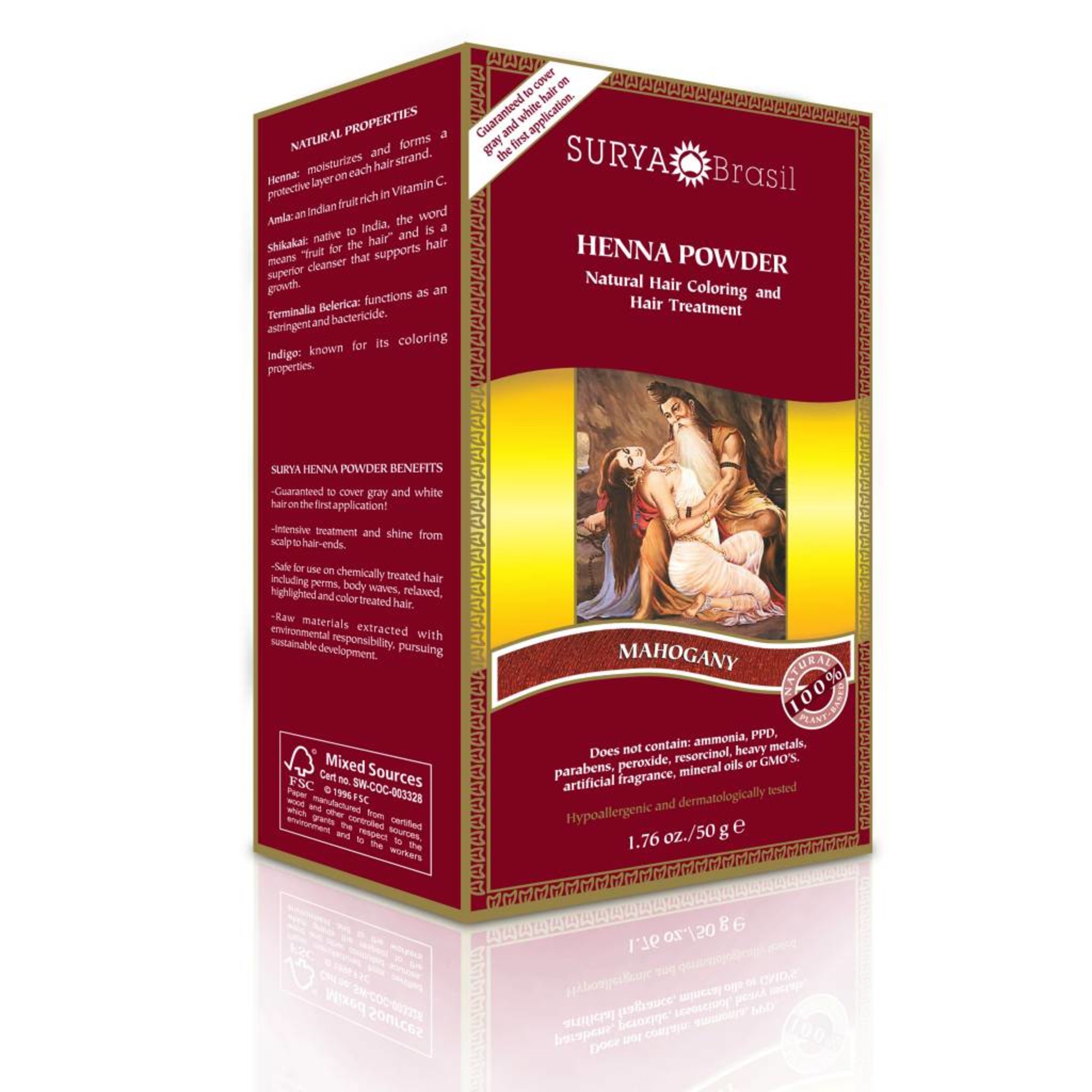 Surya Brasil Henna powder Mahogany natural hair colour De Groene