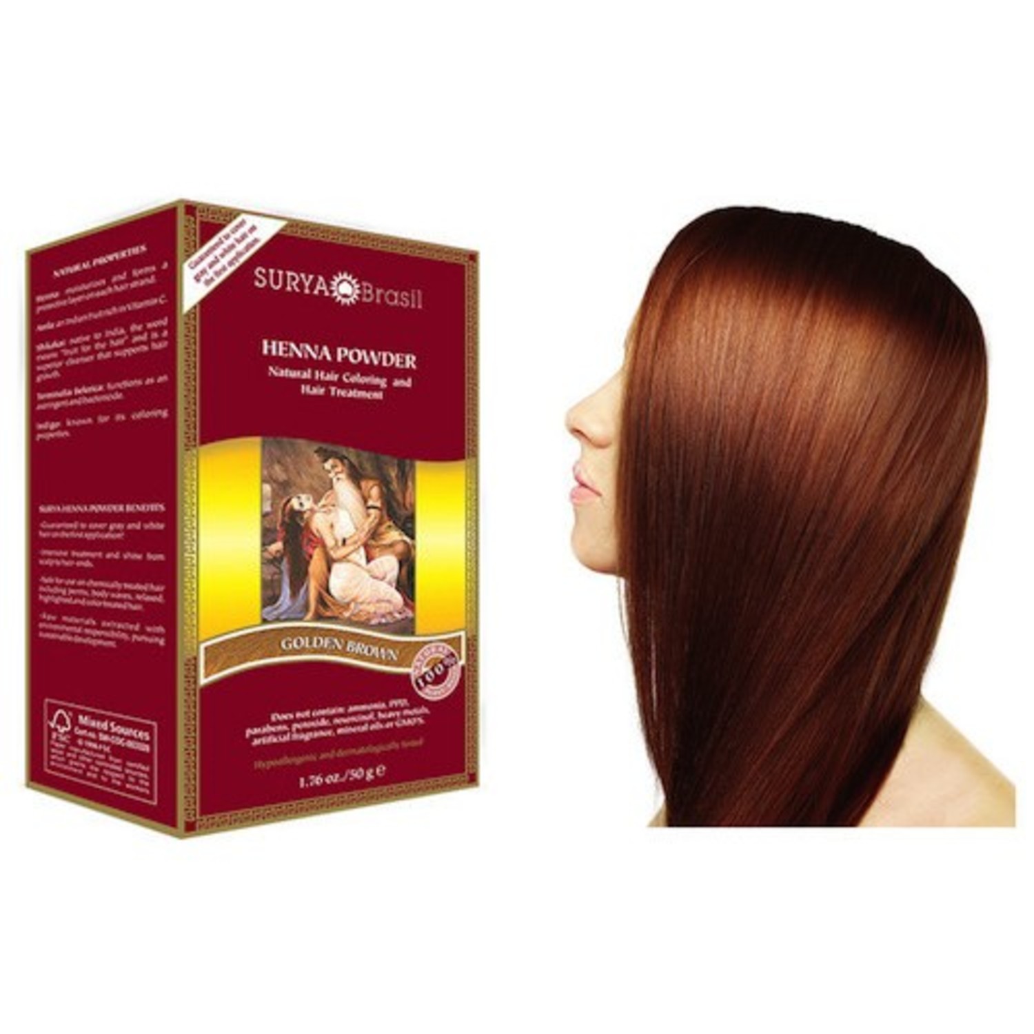Surya Brasil Henna Powder Golden Brown | natural hair colour - De Groene  Drogist