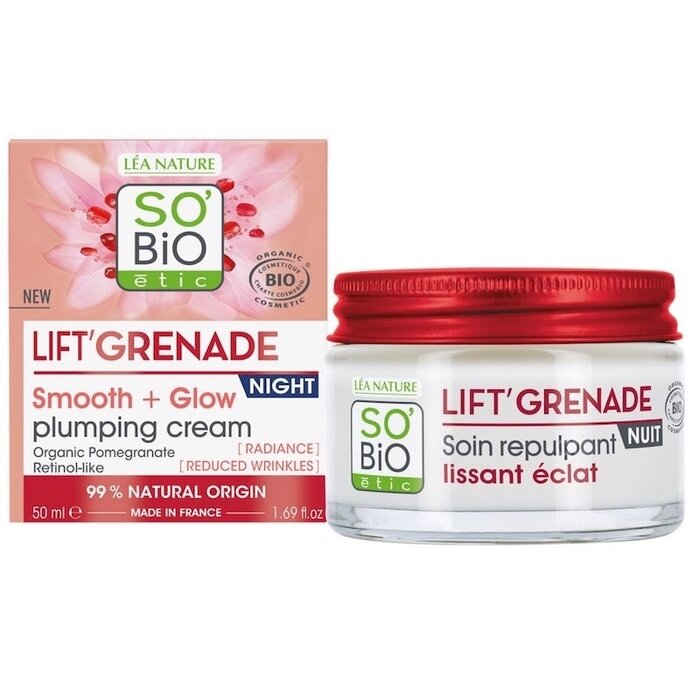 Smooth + glow plumping cream night - lift'grenade - So'bio étic