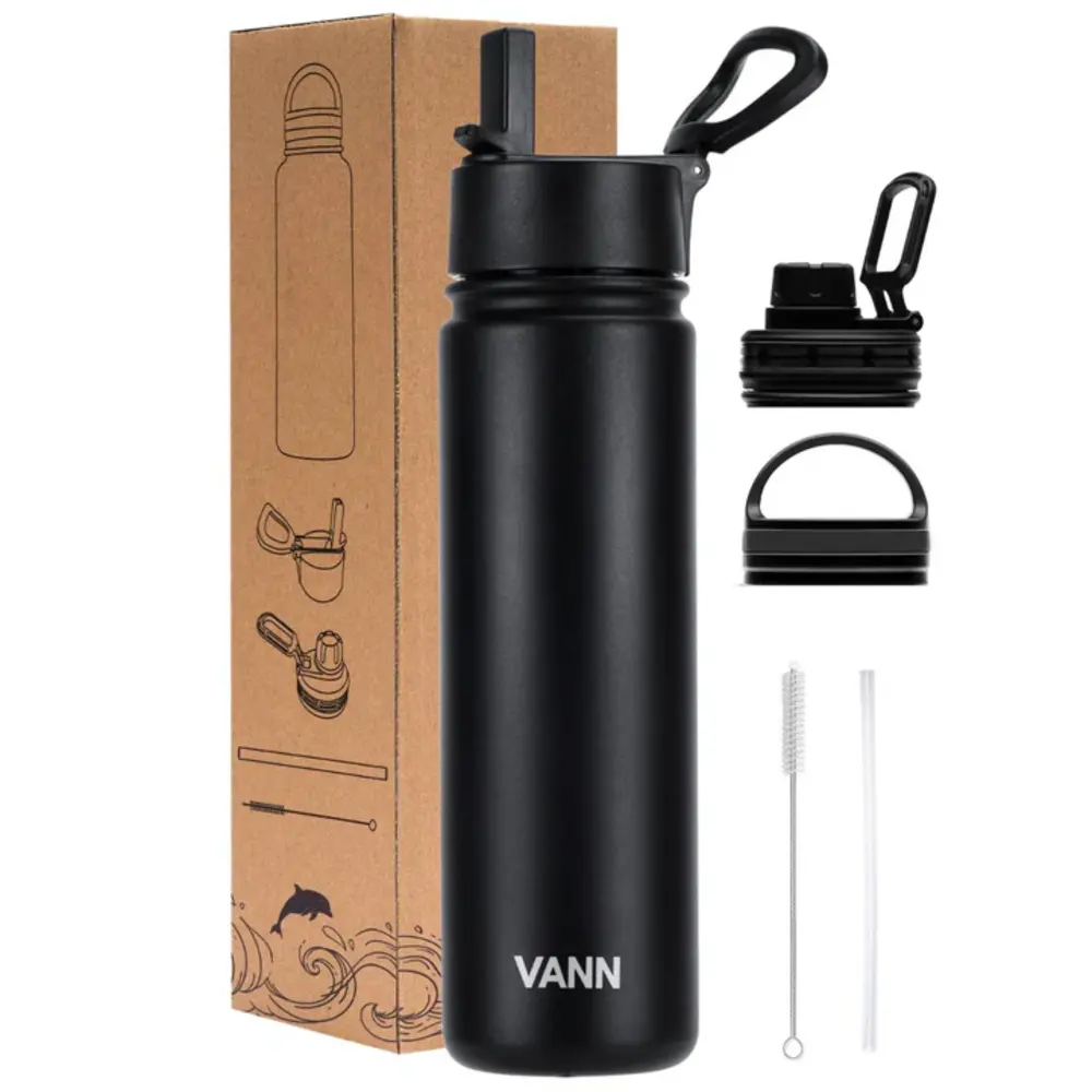 VANN 3-Wandige Ultimate Edelstahl-Trinkflasche Schwarz 650 ML VANN 3-Wandige Ultimate Edelstahl-Trinkflasche Schwarz 650 ML