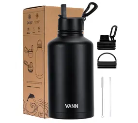 VANN Bottles Ultimate Stainless Steel Drinking Bottle Black 2 Liter VANN Bottles Ultimate Stainless Steel Drinking Bottle Black 2 Liter