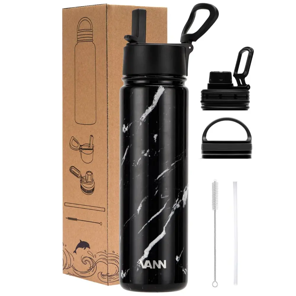 VANN 3-Wandige Ultimate Edelstahl-Trinkflasche Marmorschwarz 650 ML VANN 3-Wandige Ultimate Edelstahl-Trinkflasche Marmorschwarz 650 ML