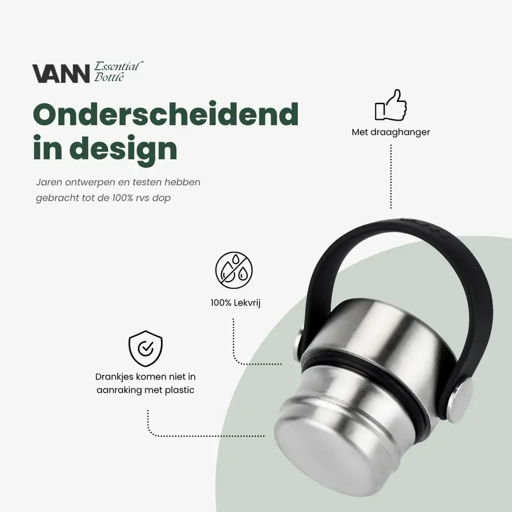 VANN Edelstahl Essential Bottle Grau Grün 600 ML VANN Edelstahl Essential Bottle Grau Grün 600 ML