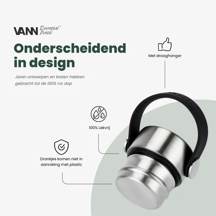 VANN Edelstahl Essential Bottle Grau Grün 600 ML VANN Edelstahl Essential Bottle Grau Grün 600 ML