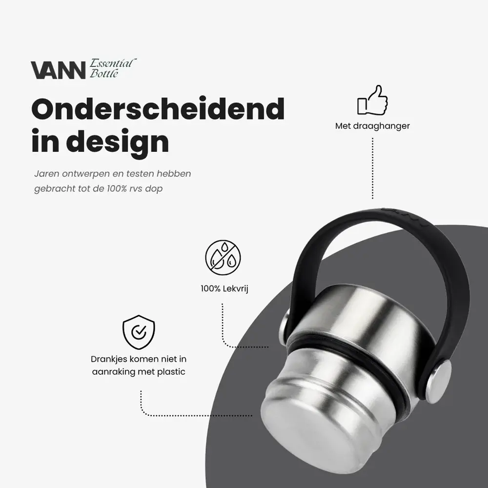 VANN RVS Essential Bottle Zwart 600 ML VANN RVS Essential Bottle Zwart 600 ML