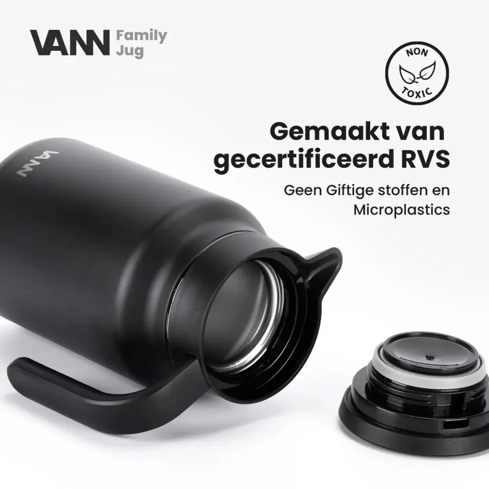 VANN 3-wandiger Edelstahl Familenkrug Schwarz 1,5 Liter VANN 3-wandiger Edelstahl Familenkrug Schwarz 1,5 Liter