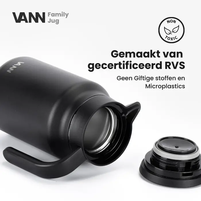 VANN 3-wandiger Edelstahl Familenkrug Schwarz 1,5 Liter VANN 3-wandiger Edelstahl Familenkrug Schwarz 1,5 Liter