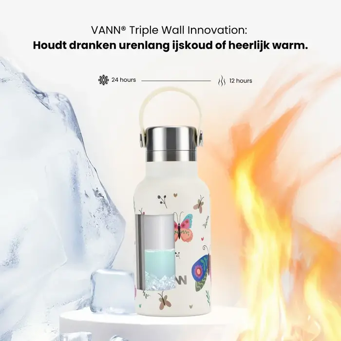 VANN 3-Wandige RVS Kinderdrinkfles 2.0 Butterfly 350 ML VANN 3-Wandige RVS Kinderdrinkfles 2.0 Butterfly 350 ML
