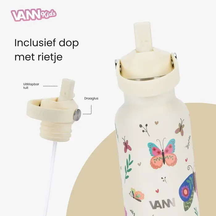 VANN 3-Wandige RVS Kinderdrinkfles 2.0 Butterfly 350 ML VANN 3-Wandige RVS Kinderdrinkfles 2.0 Butterfly 350 ML