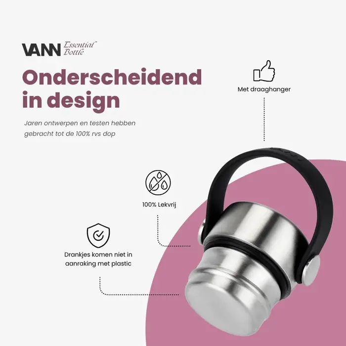 VANN RVS Essential Bottle Soft Pink 600 ML VANN RVS Essential Bottle Soft Pink 600 ML