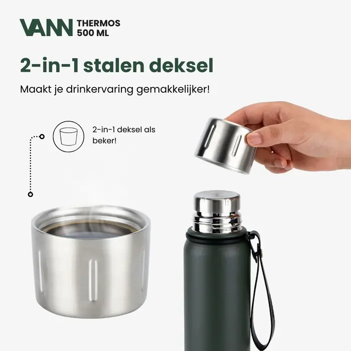 VANN Stainless Steel Thermos  Dark Green 500 ML