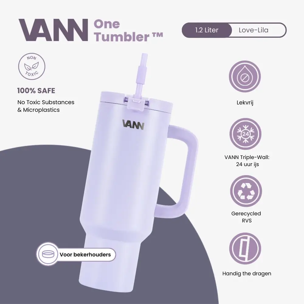 VANN One Tumbler RVS Love Lila 1,2 Liter VANN One Tumbler RVS Love Lila 1,2 Liter
