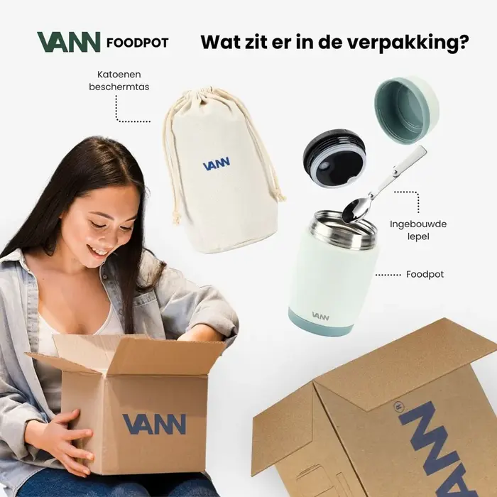 VANN RVS Thermos Lunchpot Grijsgroen VANN RVS Thermos Lunchpot Grijsgroen