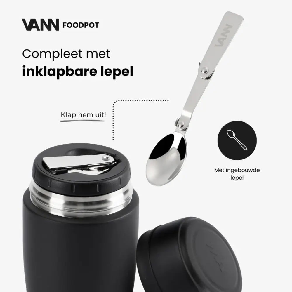 VANN RVS Thermos Lunchpot Zwart VANN RVS Thermos Lunchpot Zwart