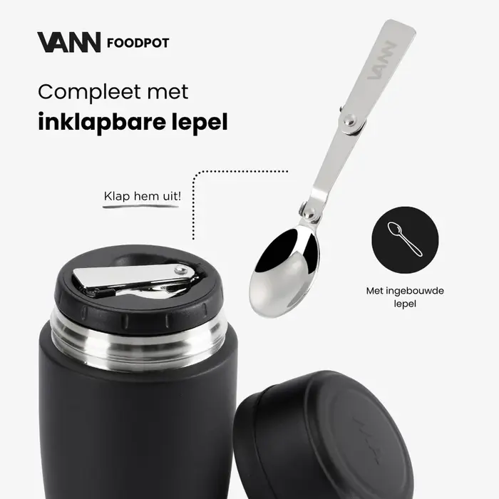 VANN Stainless Steel Thermos Lunch Pot Black VANN Stainless Steel Thermos Lunch Pot Black