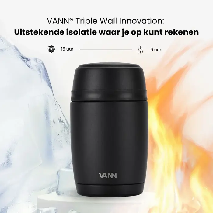 VANN RVS Thermos Lunchpot Zwart VANN RVS Thermos Lunchpot Zwart