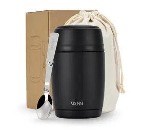 VANN Bottles Stainless Steel Thermos Lunch Pot Black VANN Bottles Stainless Steel Thermos Lunch Pot Black