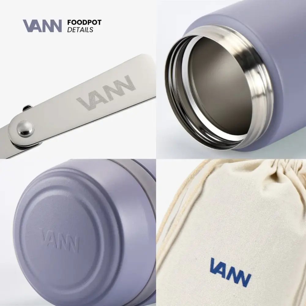 VANN Stainless Steel Thermos Food Pot Lavender Gray