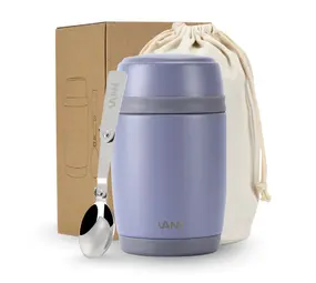 VANN Bottles Stainless Steel Thermos Food Pot Lavender Gray VANN Bottles Stainless Steel Thermos Food Pot Lavender Gray