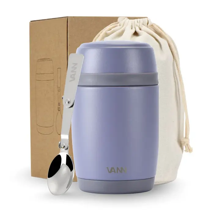 VANN RVS Thermos Lunchpot Lavendel Grijs VANN RVS Thermos Lunchpot Lavendel Grijs