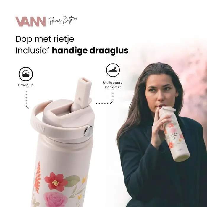 VANN 3-Walled Ultimate Stainless Steel Drinking Bottle Pastel Flowers 650 ml VANN 3-Walled Ultimate Stainless Steel Drinking Bottle Pastel Flowers 650 ml