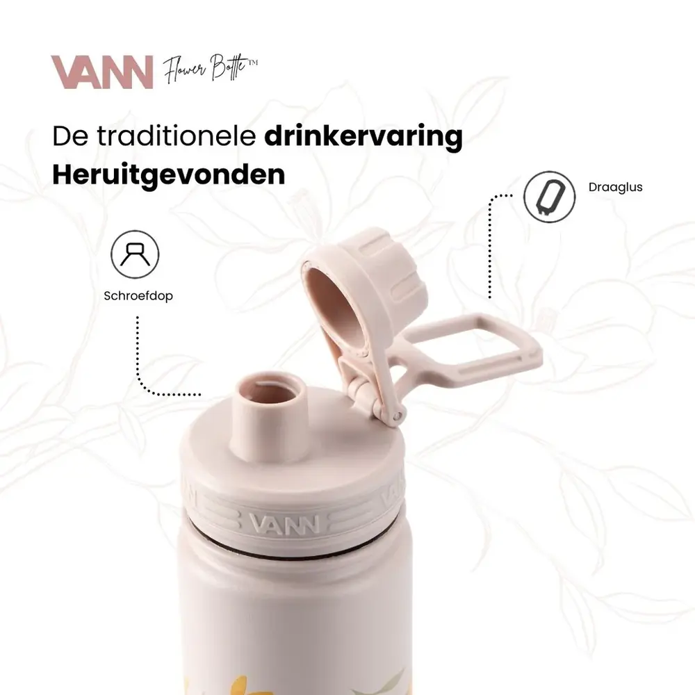 VANN 3-Wandige Ultimate Edelstahl-Trinkflasche Pastel Flowers 650 ml VANN 3-Wandige Ultimate Edelstahl-Trinkflasche Pastel Flowers 650 ml