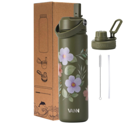 VANN Bottles Ultimate RVS Drinkfles Green Flowers 650 ML