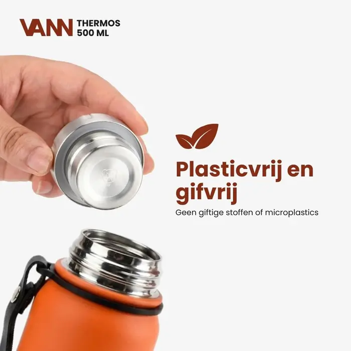 VANN Edelstahl-Thermoskanne Orange 500 ML