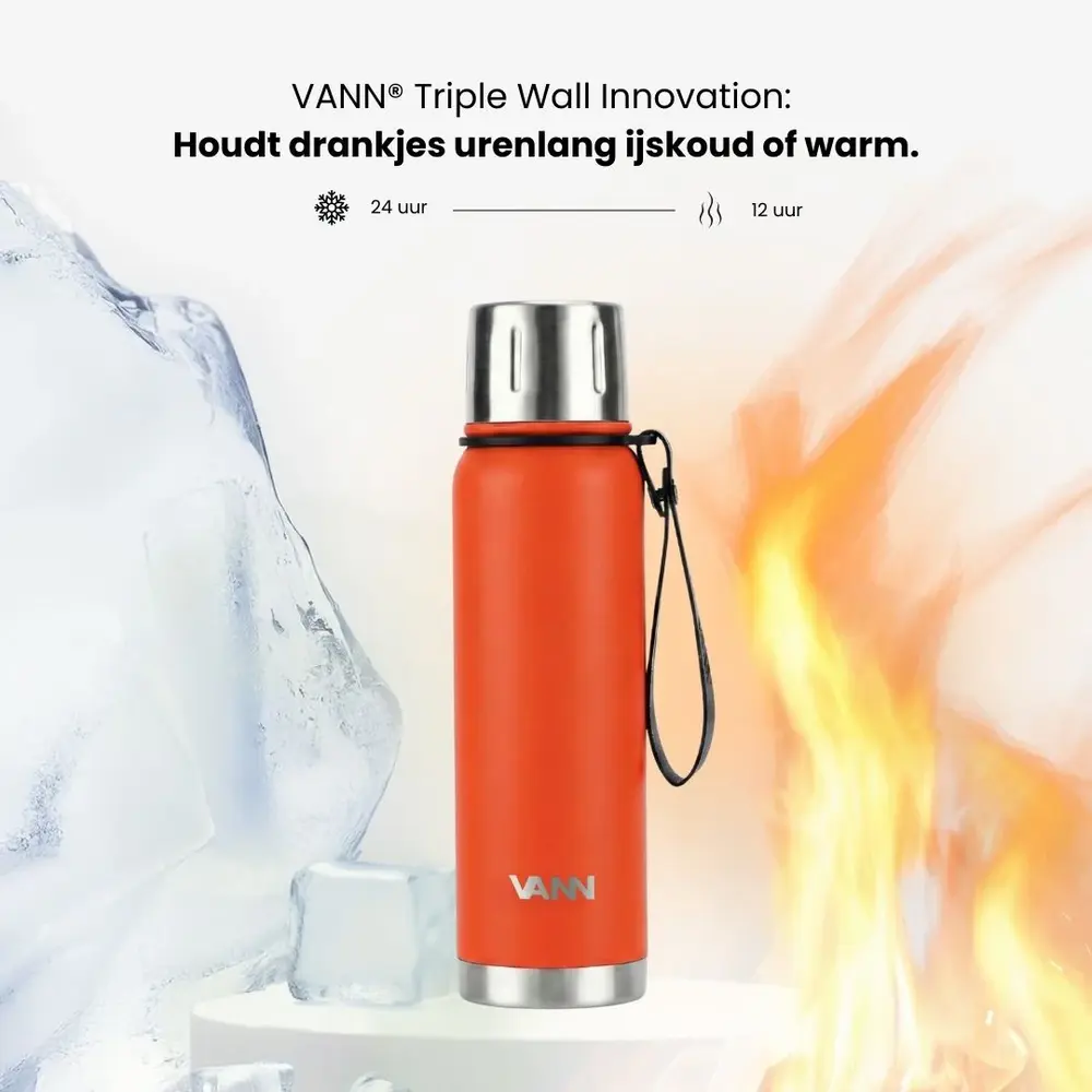 VANN Edelstahl-Thermoskanne Orange 500 ML